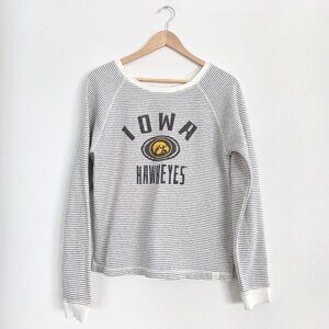 Iowa Hawkeyes NCAA Striped Raglan Blue 84 Sweatshirt Vintage Style Gameday Top